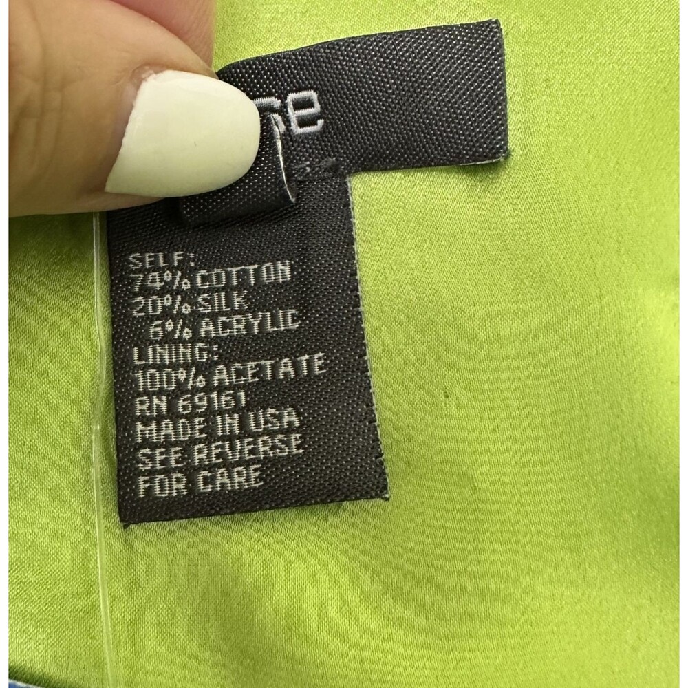 Per Se Lime Green Silk Cotton Textured Sleeveless Bodycon Knee-Length Dress Sz 4 - Picture 13 of 16